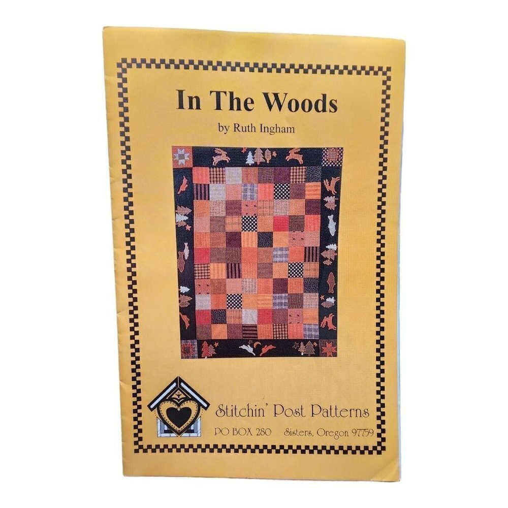 Stitchin' Post In The Woods Rustic Wall Applique Quilt Pattern Rabbit Tree 70x82
